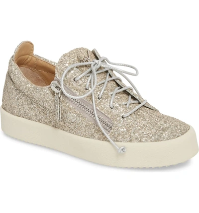Giuseppe Zanotti Women's Glitter Leather May London Lace Up Sneakers In Champagne
