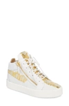 Giuseppe Zanotti May London Mid Top Sneaker In White/ Gold