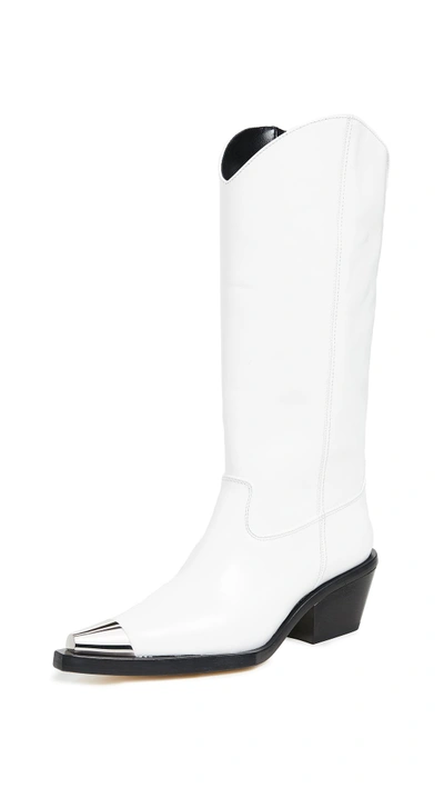 Helmut Lang Tall Cowboy Boots In White