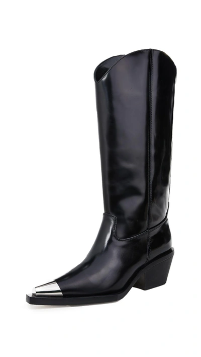 Helmut Lang Tall Cowboy Boots In Black