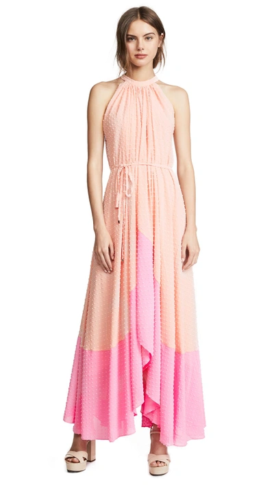 Saloni Iris Dress In Light Peach Mid Pink
