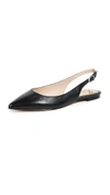 Sam Edelman Raya Point-toe Napa Slingback Flat In Black Leather