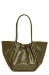 Proenza Schouler Large Ruched Tote In Olive/silver