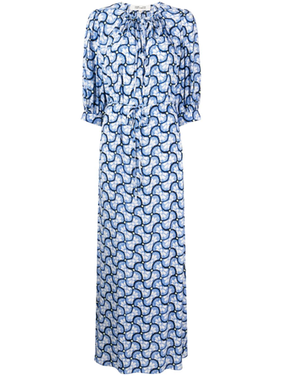 Diane Von Furstenberg Drogo Floral Print Maxi Dress In Blue,white