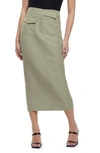 River Island Utility Midi Pencil Skirt In Green