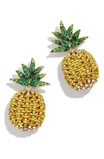 Baublebar Fineapple Crystal Pineapple Stud Earrings In 14k Gold Plated In Gold/green