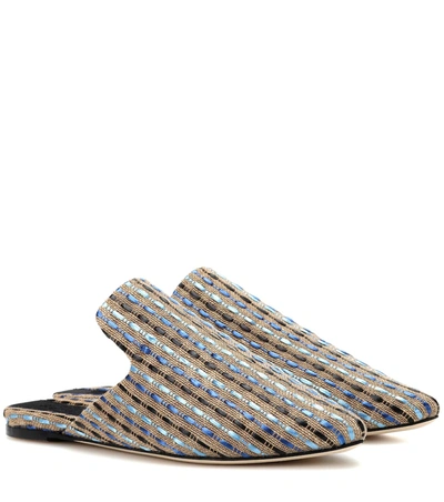 Sanayi313 Hippolyta Canvas And Raffia Slippers In Multicoloured