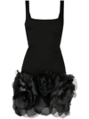 Cynthia Rowley Sleeveless Flower Applique Mini Dress In Black