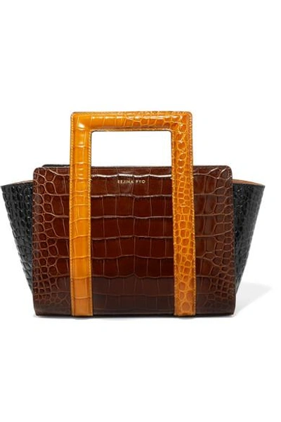 Rejina Pyo Madison Color-block Croc-effect Leather Tote