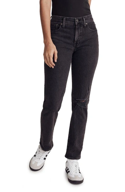 Madewell Ripped Straight Leg Jeans In Rosella Wash