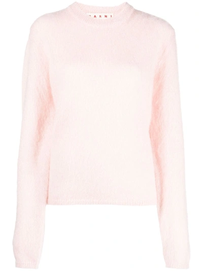 Marni Long-sleeved Mohair Blend Jumper In Pink