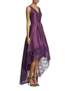 ml Monique Lhuillier V-neck High-low Dress In Lilac