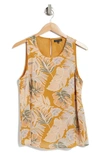 Pleione Double Layer Woven Tank Top In Tropical Palm Print