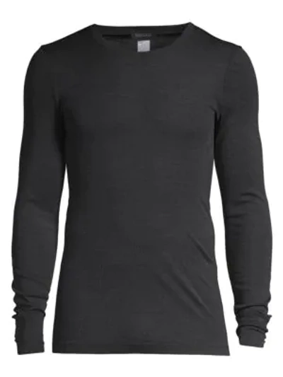 Hanro Woolen Silk Long Sleeve Crewneck Tee In Anthracite