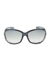 Tom Ford Jennifer 61mm Rectangular Sunglasses In Dark Grey Lens
