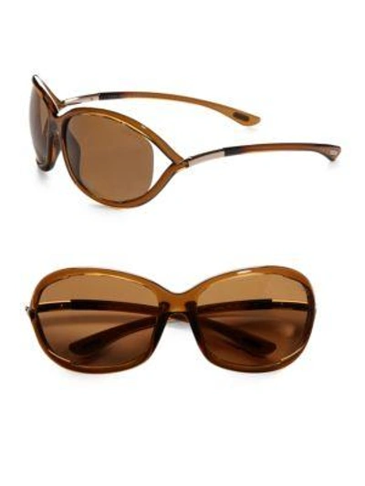 Tom Ford Jennifer 61mm Polarized Oval Sunglasses In Brown