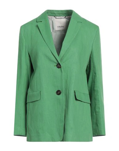 's Max Mara Woman Blazer Green Size 8 Linen