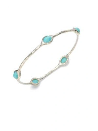 Ippolita Sterling Silver Rock Candy Turquoise & Rock Crystal Doublet Bangle Bracelet In Turquoise/silver