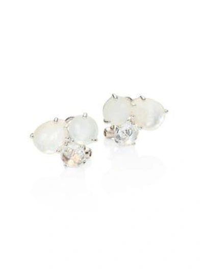 Ippolita Rock Candy® White Moonstone, Clear Quartz, Mother-of-pearl & Sterling Silver Stud Earrings In Silver-white