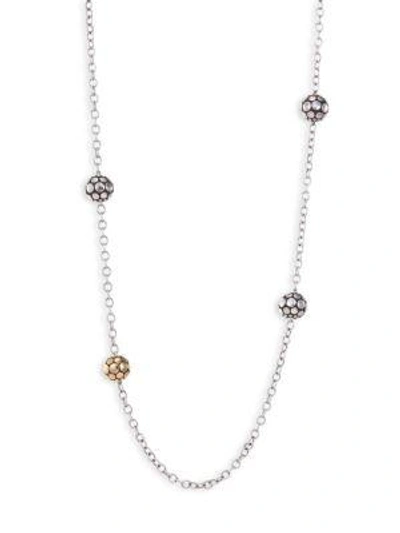 John Hardy Dot 18k Yellow Gold & Sterling Silver Station Necklace In Silver Gold