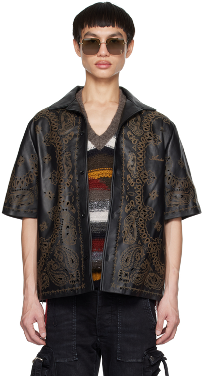 Amiri Black Cutout Leather Shirt