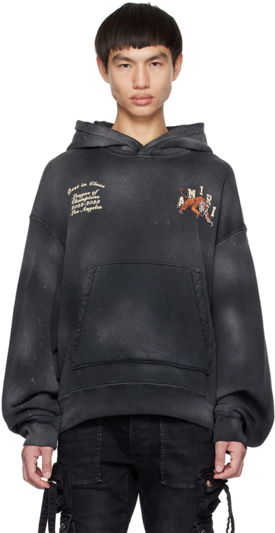 Amiri Black Graphic Hoodie In Multi-colored