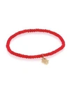 Sydney Evan Women's Hamsa Diamond, Red Coral & 14k Yellow Gold Hamsa Beaded Bracelet In Red-gold