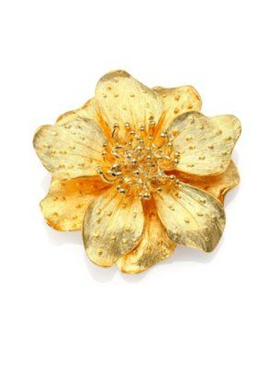 Kenneth Jay Lane Metallic Anemone Flower Pin In Gold