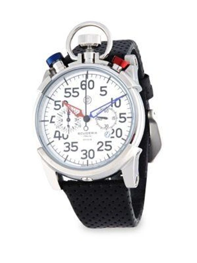 Ct Scuderia Corsa Stainless Steel & Perforated Leather Strap Watch In White
