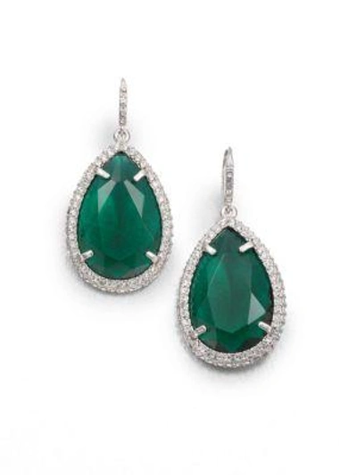 Abs By Allen Schwartz Faceted Drop Earrings In Emerald Green