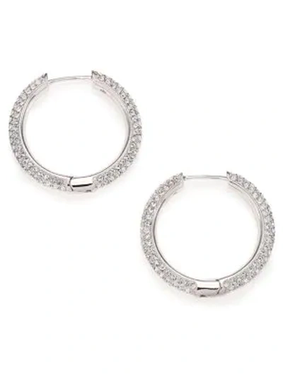 Adriana Orsini Women's Pavé Crystal Rhodium-plated Inside-outside Hoop Earrings In Brass