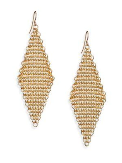 Abs By Allen Schwartz Chain Mesh Drop Earrings In Gold