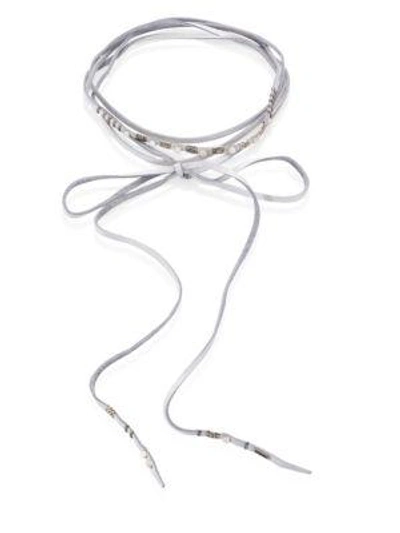 Chan Luu White Mother-of-pearl & Leather Wrap Necklace