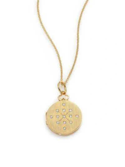 Devon Woodhill Jamie 18k Brushed Yellow Gold & Diamond Locket Necklace