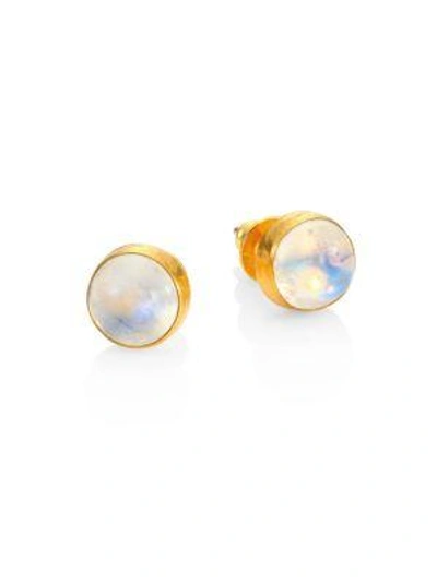 Gurhan Amulet Hue Small Moonstone & 24k Yellow Gold Stud Earrings
