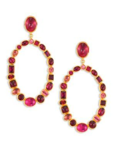 Gurhan Women's Amulet Hue Large Multi-stone & 24k Yellow Gold Drop Earrings In Gold/red