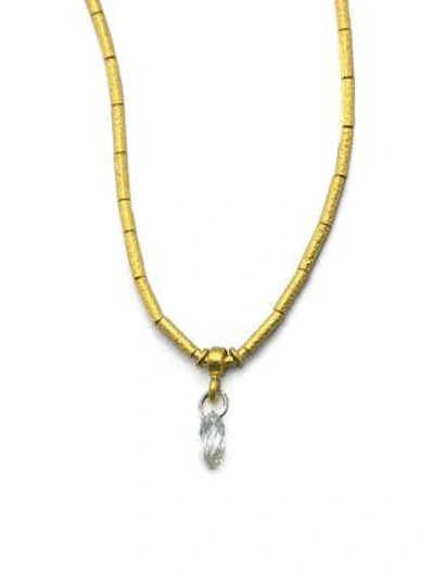 Gurhan White Diamond & 24k Yellow Gold Tube Necklace