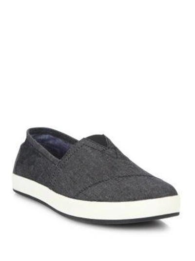 Toms Avalon Chambray Slip-on Sneakers In Black