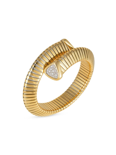 Marina B 18k Yellow Gold Trisola Diamond Coil Bangle Bracelet