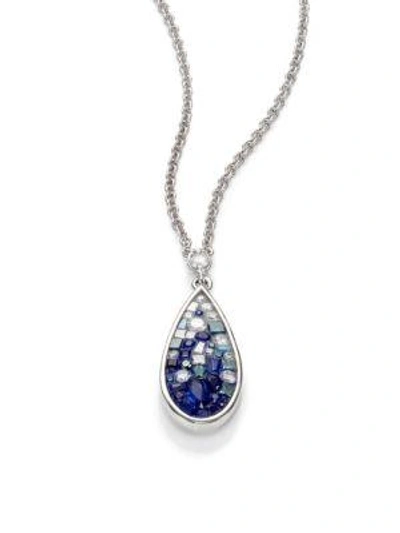 Plevé Blue Ombré Diamond, Sapphire & 18k White Gold Teardrop Pendant Necklace