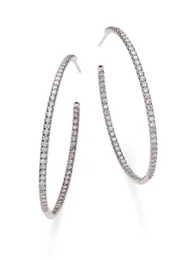 Roberto Coin Women's 1.4 Tcw Diamond & 18k White Gold Inside-outside Hoop Earrings/1.75"