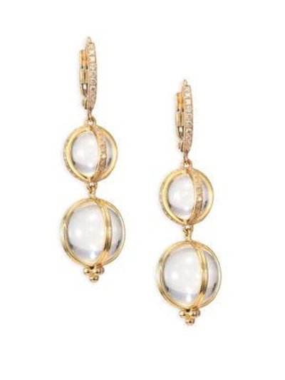 Temple St Clair Double Amulet, Rock Crystal, Diamond & 18k Yellow Gold Drop Earrings