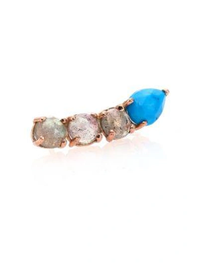 Jacquie Aiche Turquoise, Labradorite & 14k Rose Gold Single Ear Cuff In Rose Gold-turquoise