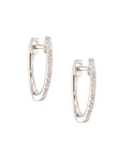 Ef Collection Diamond & 14k White Gold Huggie Earrings/0.5"