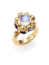 Temple St Clair Women's Royal Blue Moonstone, Tanzanite, Diamond & 18k Yellow Gold Cabochon Cluster Ring In Gold/moonstone