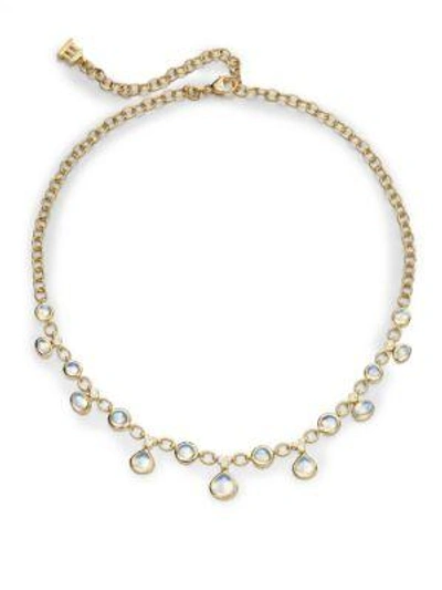 Temple St Clair Royal Blue Moonstone, Diamond & 18k Yellow Gold Half Bib Necklace