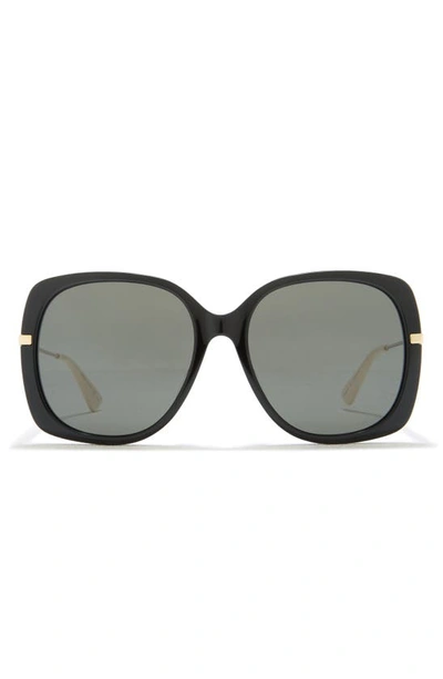 Gucci 57mm Square Sunglasses In Black Gold Grey