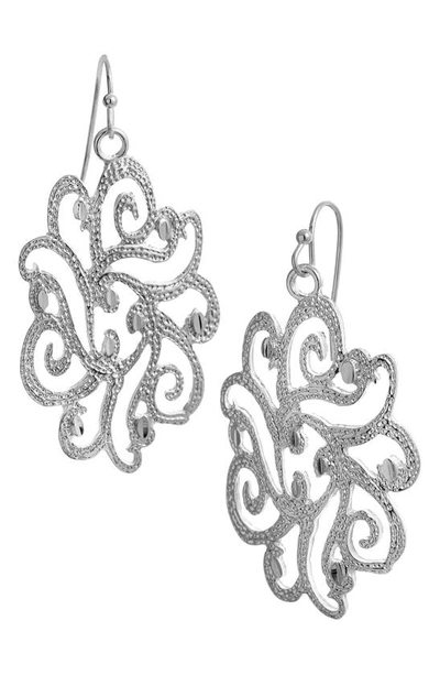 Savvy Cie Jewels 18k Yellow Gold Plated Italian Filigree Lace Drop Earrings In White