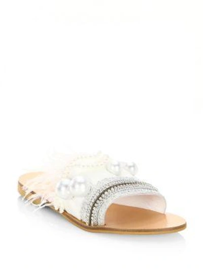 Elina Linardaki Mon Cherie Leather Sandals In White