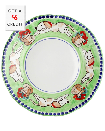 Vietri Campagna Cane Dinner Plate In Green